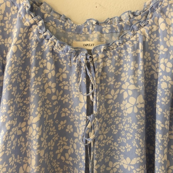 CAPULET ELEANOR LIGHT BLUE PRINTED FRONT TIE TOP - Picture 4 of 5